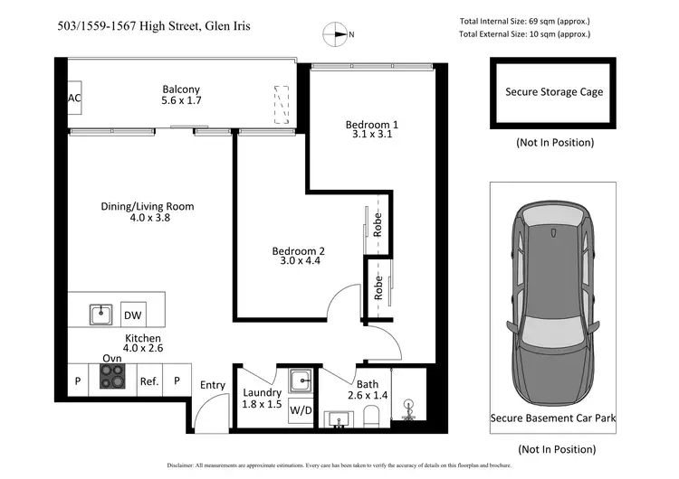 Floorplan of Homely apartment listing, 503/1559 - 1567 High Street, Glen Iris VIC 3146