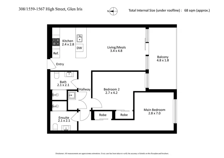 Floorplan of Homely apartment listing, 308/1559 - 1567 High Street, Glen Iris VIC 3146