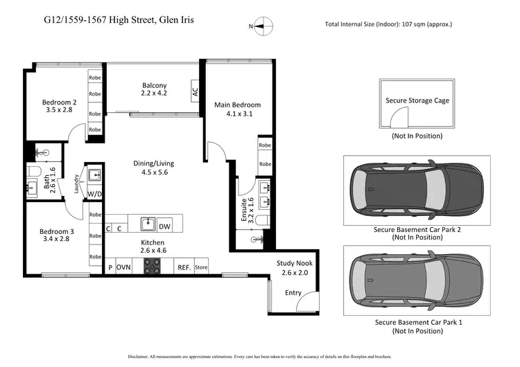 Floorplan of Homely apartment listing, G12/1559 - 1567 High Street, Glen Iris VIC 3146