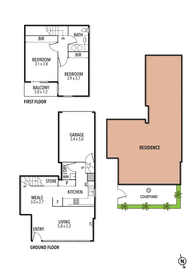 Floorplan of Homely townhouse listing, 1/29 University Street, Carlton VIC 3053