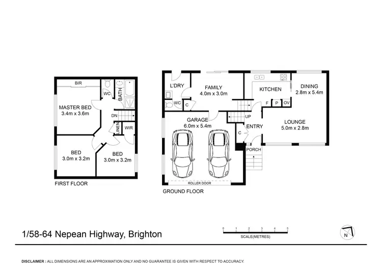 Floorplan of Homely townhouse listing, 1/58-64 Nepean Highway, Brighton VIC 3186