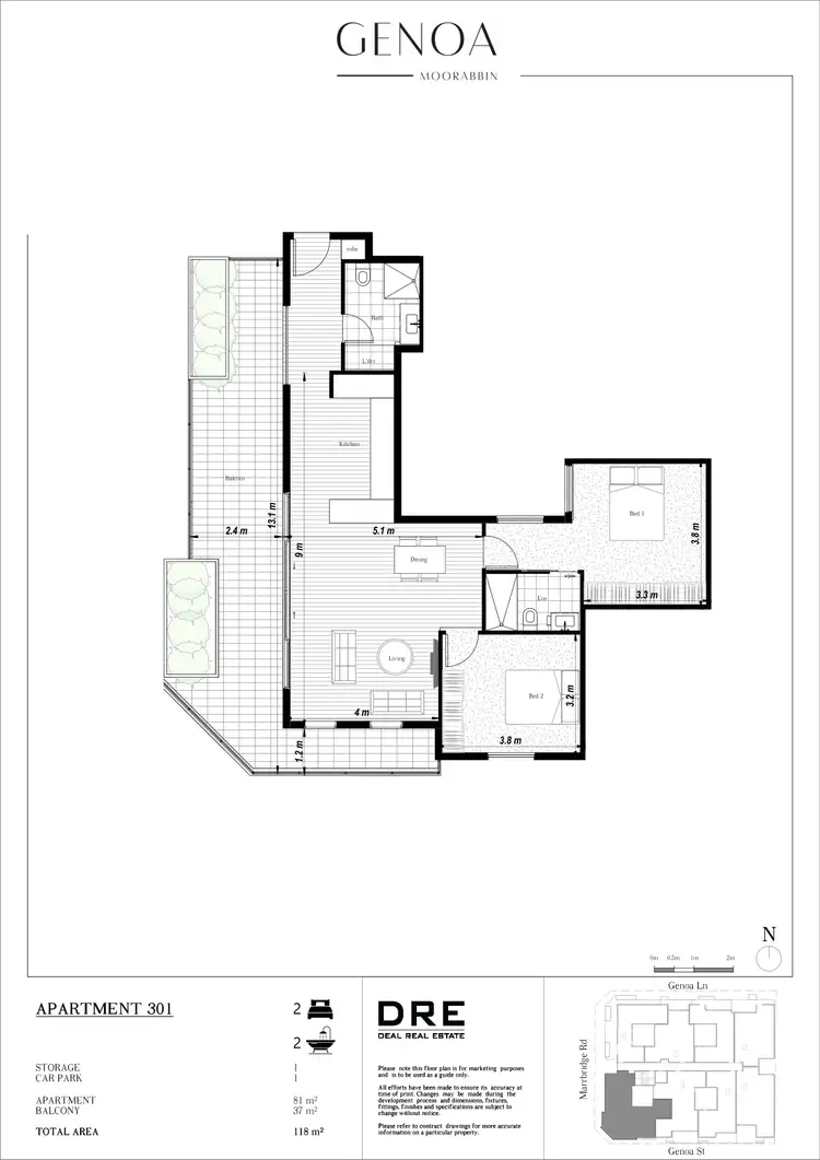 Floorplan of Homely apartment listing, 301/29-37 Genoa Street, Moorabbin VIC 3189