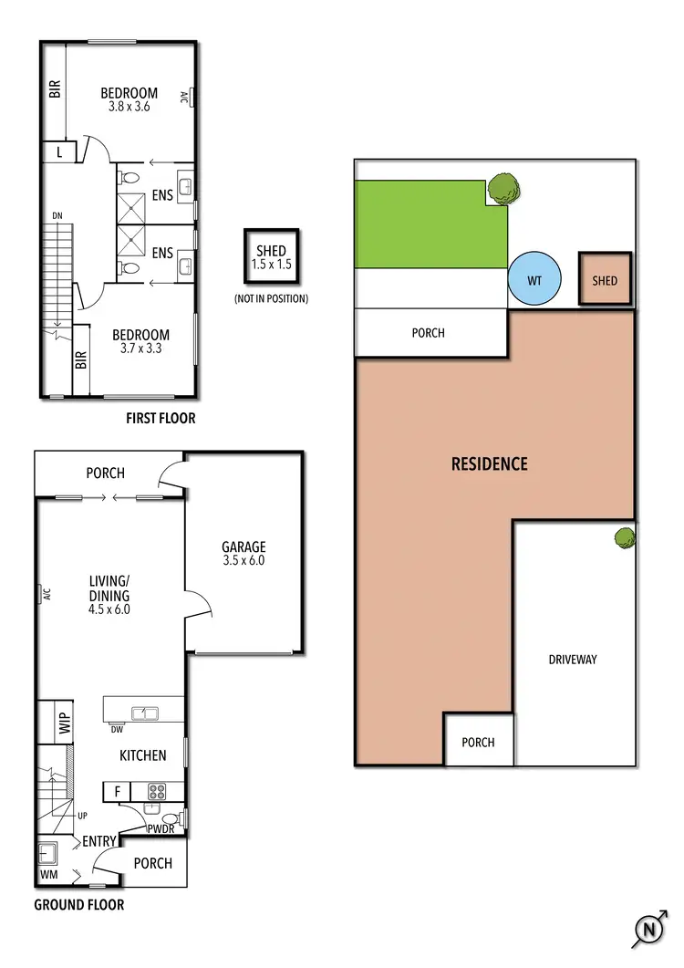 Floorplan of Homely townhouse listing, 2/17 Galtes Crescent, Brunswick West VIC 3055