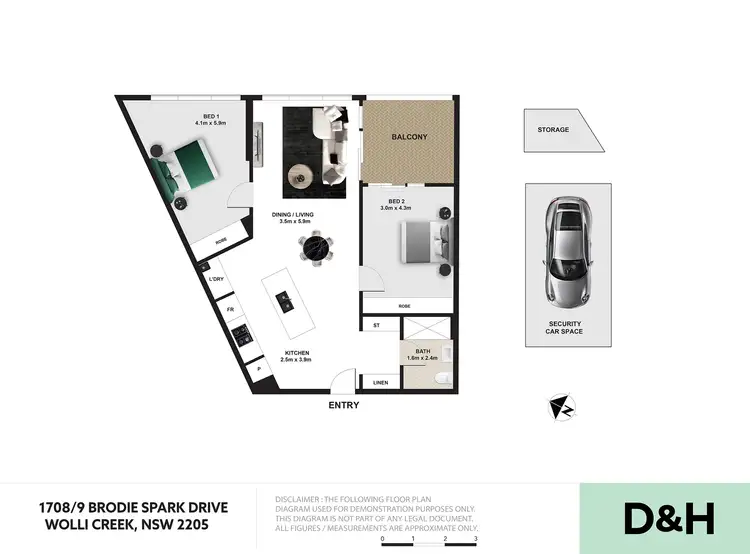 Floorplan of Homely apartment listing, 1708/9 Brodie Spark Drive, Wolli Creek NSW 2205