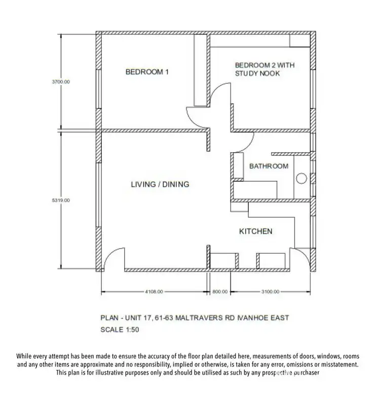 Floorplan of Homely apartment listing, 17/61-63 Maltravers Road, Ivanhoe East VIC 3079