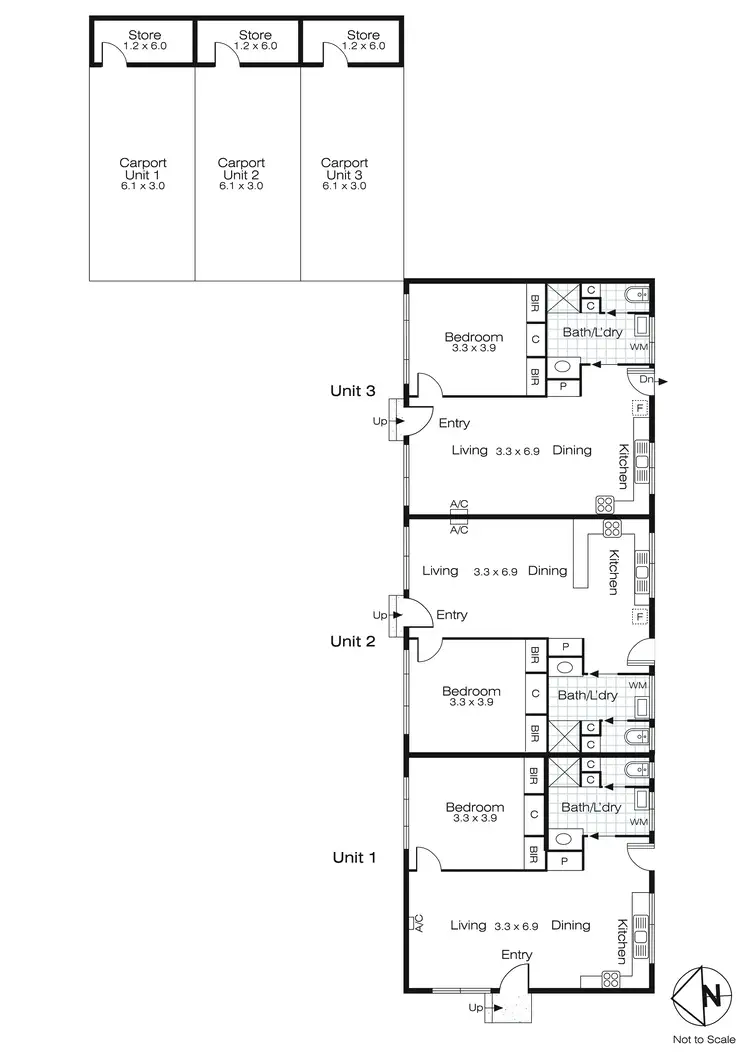 Floorplan of Homely block of units listing, 1-3/54 Montgomery Street, Wendouree VIC 3355