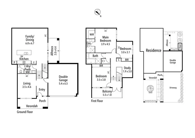 Floorplan of Homely townhouse listing, 1/13 Grandview Grove, Rosanna VIC 3084