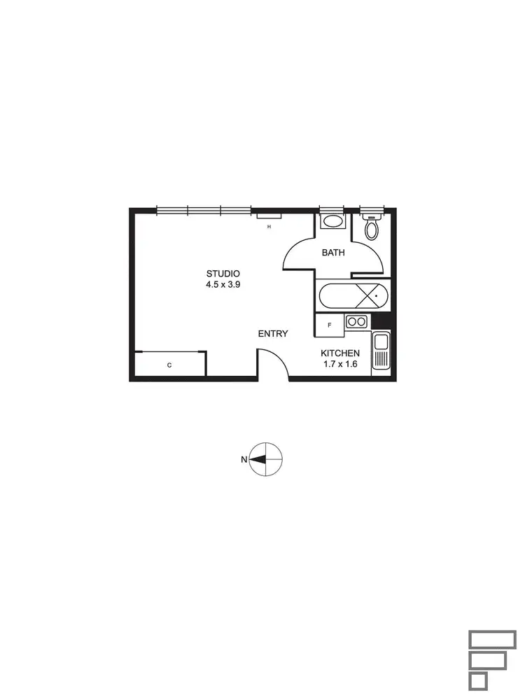 Floorplan of Homely studio listing, 6/42 Waterloo Crescent, St Kilda VIC 3182
