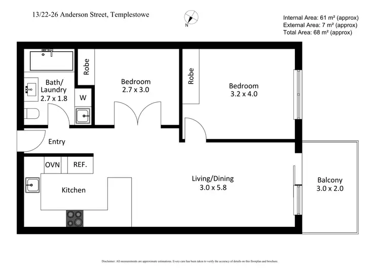 Floorplan of Homely apartment listing, 13/22-36 Anderson Street, Templestowe VIC 3106