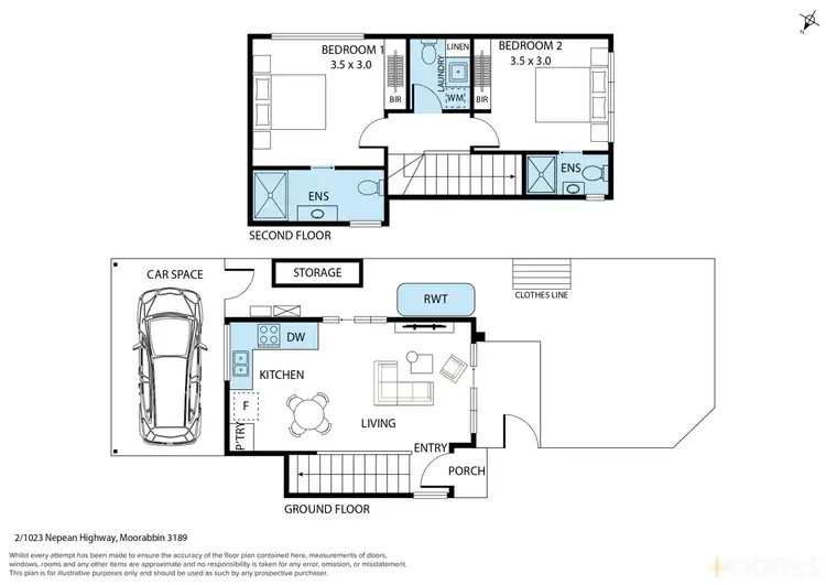 Floorplan of Homely townhouse listing, 2/1023 Nepean Highway, Moorabbin VIC 3189