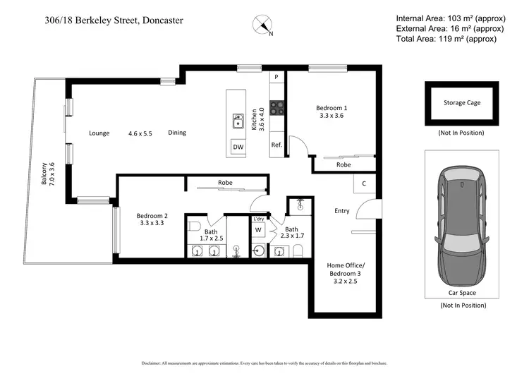 Floorplan of Homely apartment listing, 306/18 Berkeley Street, Doncaster VIC 3108