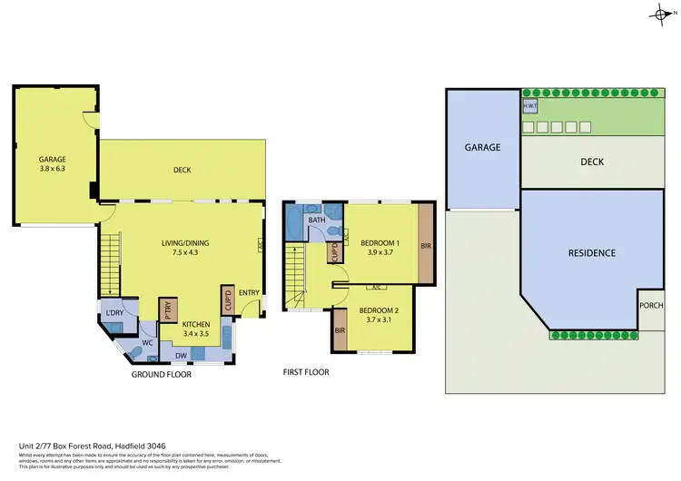 Floorplan of Homely townhouse listing, 2/77 Box Forest Road, Hadfield VIC 3046