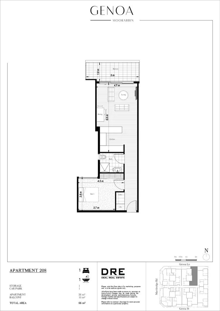 Floorplan of Homely apartment listing, 208/29-37 Genoa Street, Moorabbin VIC 3189