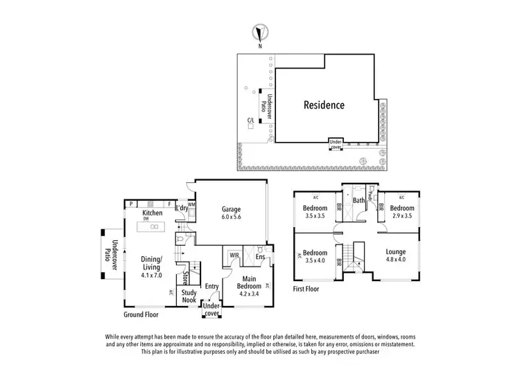 Floorplan of Homely townhouse listing, 1/107 Brown Street, Heidelberg VIC 3084