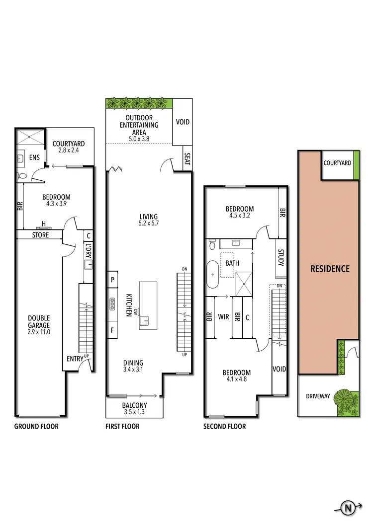 Floorplan of Homely townhouse listing, 5 Chetwynd Place, North Melbourne VIC 3051