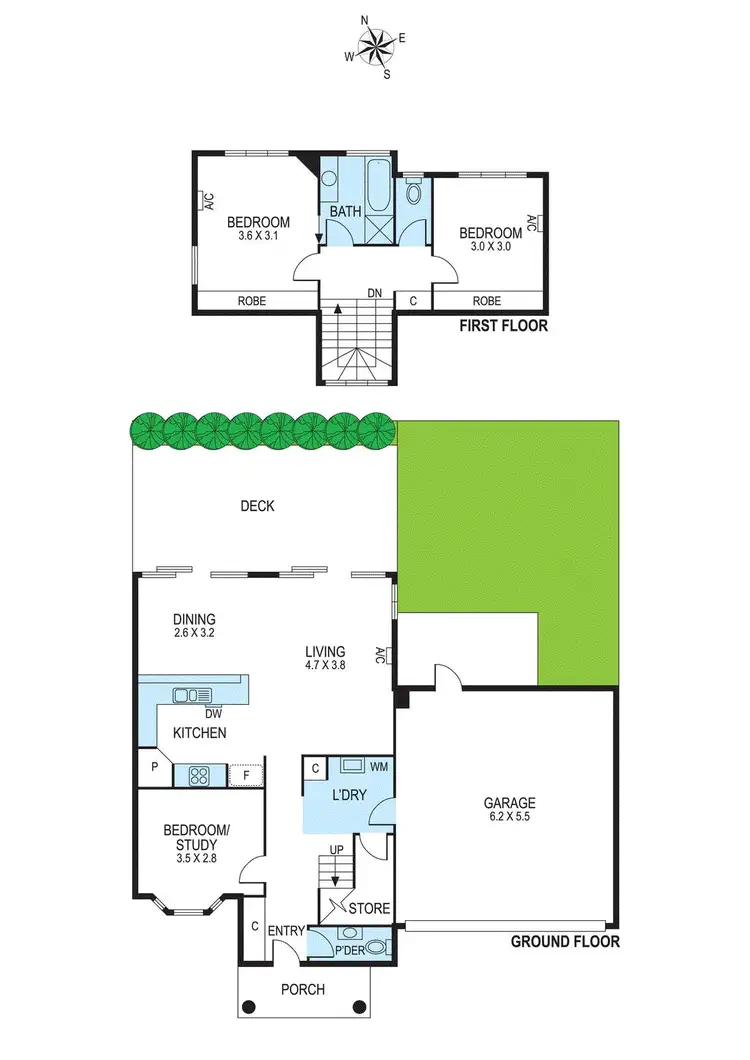 Floorplan of Homely townhouse listing, 2/6 Bletchley Road, Hughesdale VIC 3166