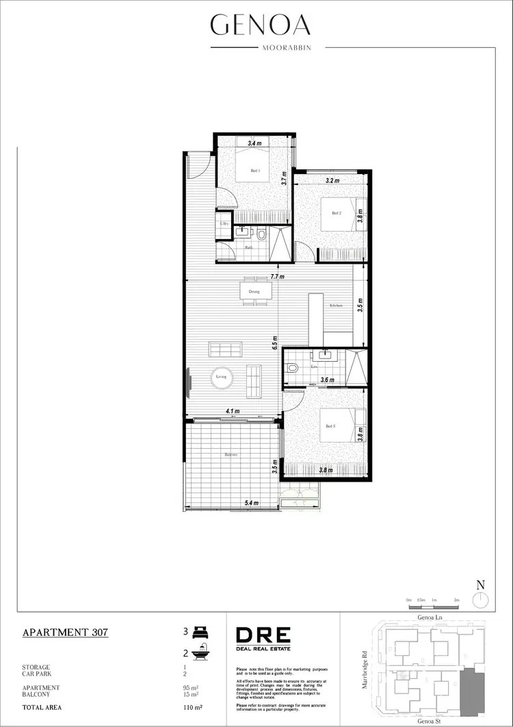 Floorplan of Homely apartment listing, 307/29-37 Genoa Street, Moorabbin VIC 3189