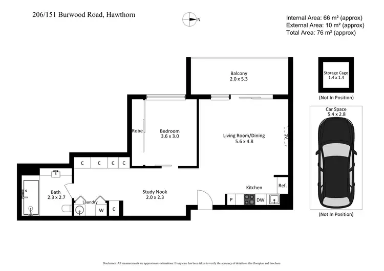Floorplan of Homely apartment listing, 206/151-155 Burwood Road, Hawthorn VIC 3122