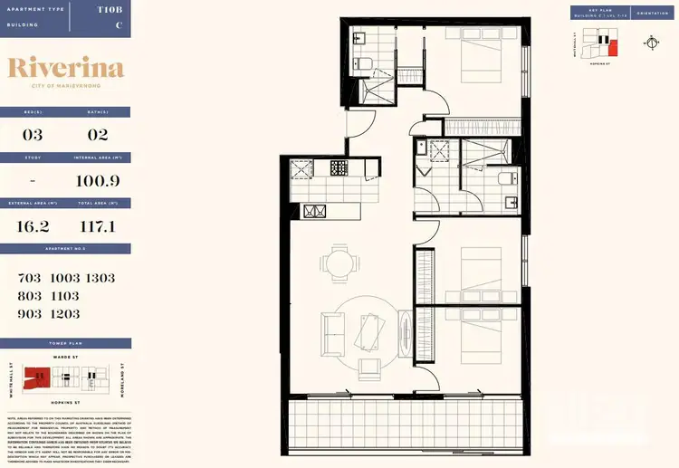 Floorplan of Homely apartment listing, 1103C/2 Tannery Walk, Footscray VIC 3011