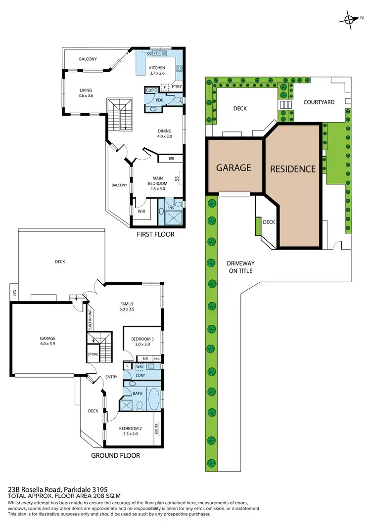 Floorplan of Homely townhouse listing, 23B Rosella Road, Parkdale VIC 3195