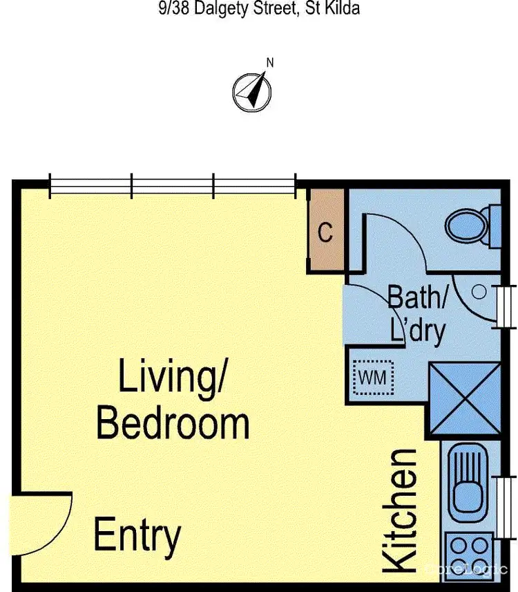 Floorplan of Homely studio listing, 9/38 Dalgety Street, St Kilda VIC 3182