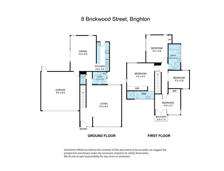 Floorplan of Homely townhouse listing, 8 Brickwood Street, Brighton VIC 3186