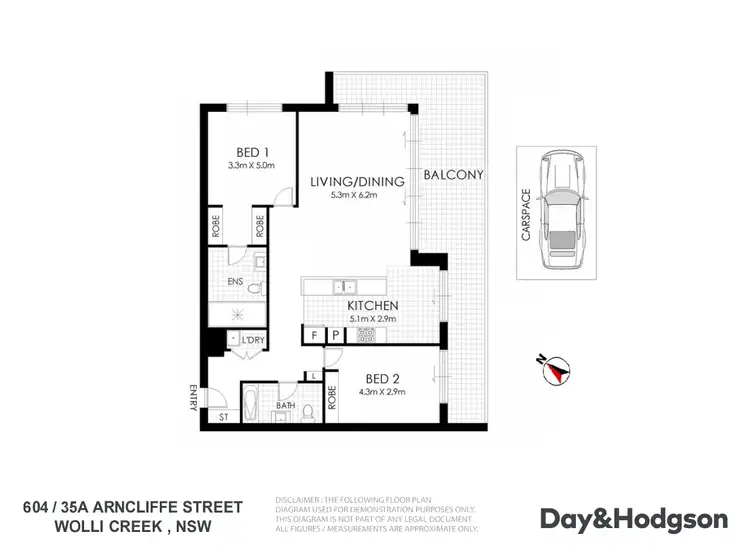 Floorplan of Homely unit listing, 604/35A Arncliffe Street, Wolli Creek NSW 2205