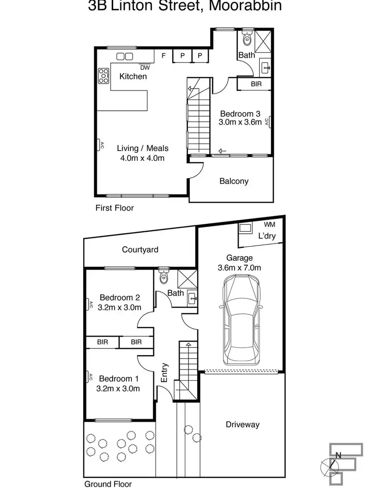 Floorplan of Homely townhouse listing, 3B Linton Street, Moorabbin VIC 3189