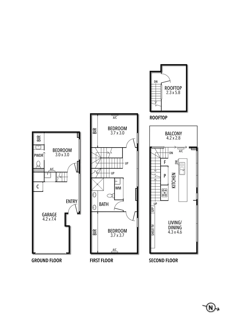 Floorplan of Homely townhouse listing, 1/88 Rose Street, Fitzroy VIC 3065