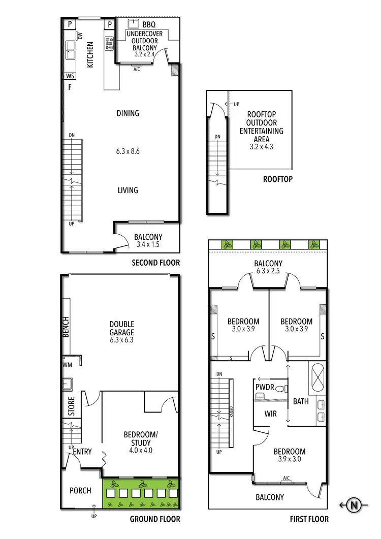Floorplan of Homely townhouse listing, 504 Napier Street, Fitzroy North VIC 3068