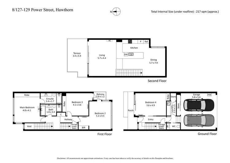 Floorplan of Homely townhouse listing, 8/127-129 Power Street, Hawthorn VIC 3122