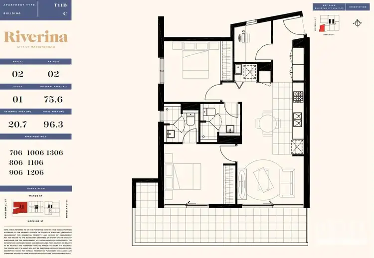 Floorplan of Homely apartment listing, 1106C/2 Tannery Walk, Footscray VIC 3011
