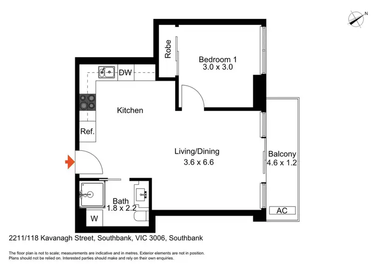 Floorplan of Homely apartment listing, 2211/118 Kavanagh Street, Southbank VIC 3006