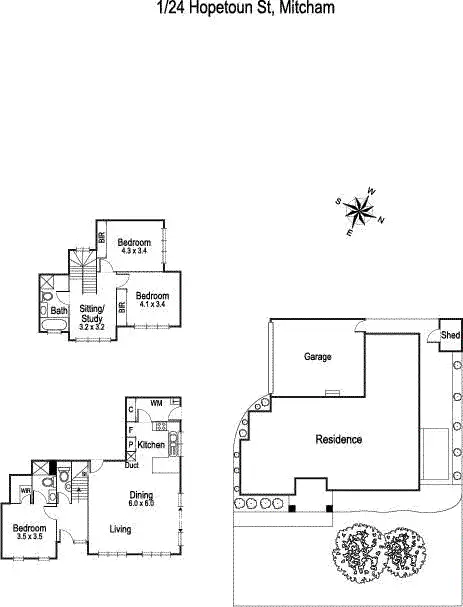 Floorplan of Homely townhouse listing, 1/24 Hopetoun Street, Mitcham VIC 3132