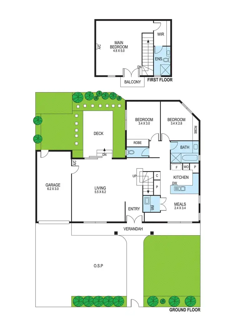 Floorplan of Homely townhouse listing, 1/128 Wheatley Road, Ormond VIC 3204