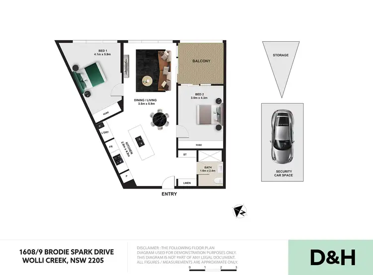 Floorplan of Homely apartment listing, 1608/9 Brodie Spark Drive, Wolli Creek NSW 2205