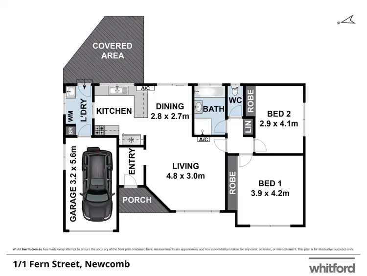 Floorplan of Homely unit listing, 1/1 Fern Street, Newcomb VIC 3219