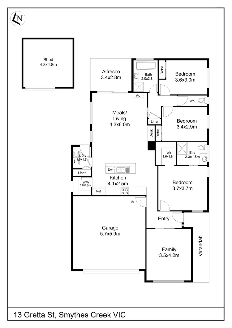 Floorplan of Homely house listing, 13 Gretta Street, Smythes Creek VIC 3351