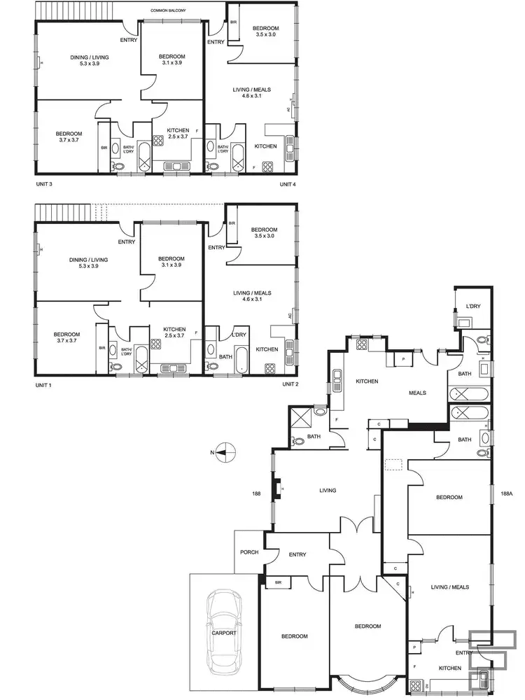 Floorplan of Homely block of units listing, 1-6/188 Bambra Road, Caulfield South VIC 3162