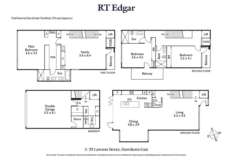 Floorplan of Homely townhouse listing, 3/39 Lawson Street, Hawthorn East VIC 3123