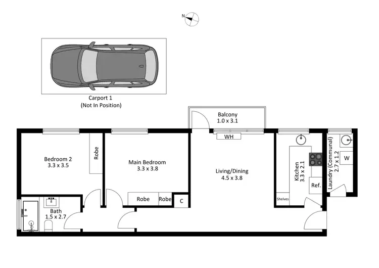 Floorplan of Homely apartment listing, 8/77-83 Denham Street, Hawthorn VIC 3122