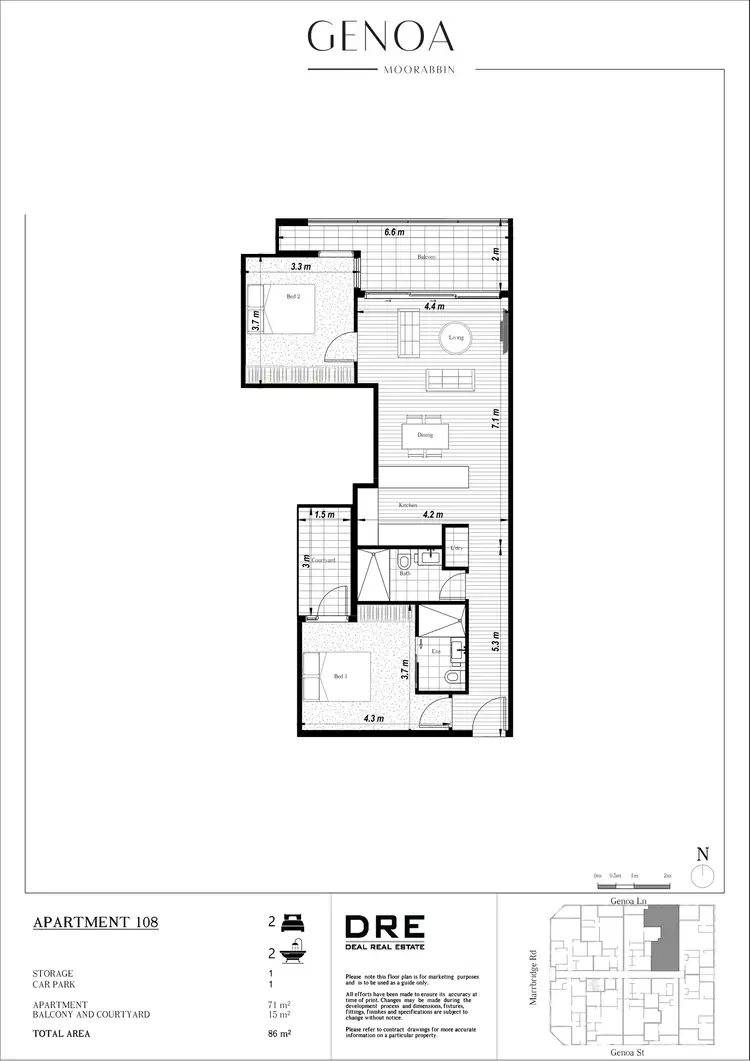 Floorplan of Homely apartment listing, 108/29-37 Genoa Street, Moorabbin VIC 3189