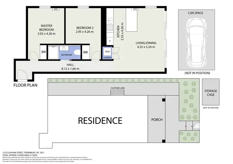Floorplan of Homely apartment listing, 1/23-25 Clapham Street, Thornbury VIC 3071