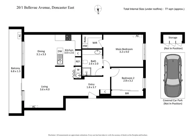 Floorplan of Homely apartment listing, 20/1 Bellevue Avenue, Doncaster East VIC 3109
