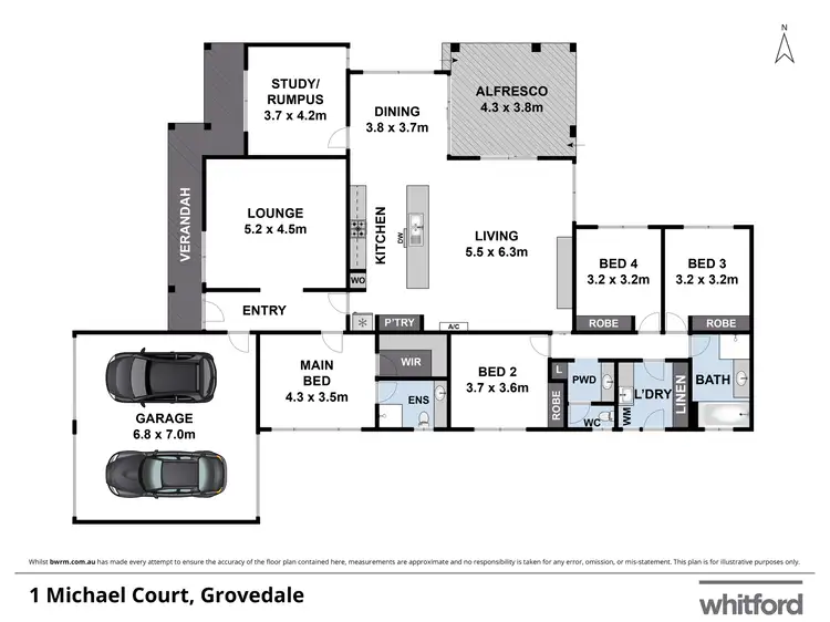 Floorplan of Homely house listing, 1 Michael Court, Grovedale VIC 3216