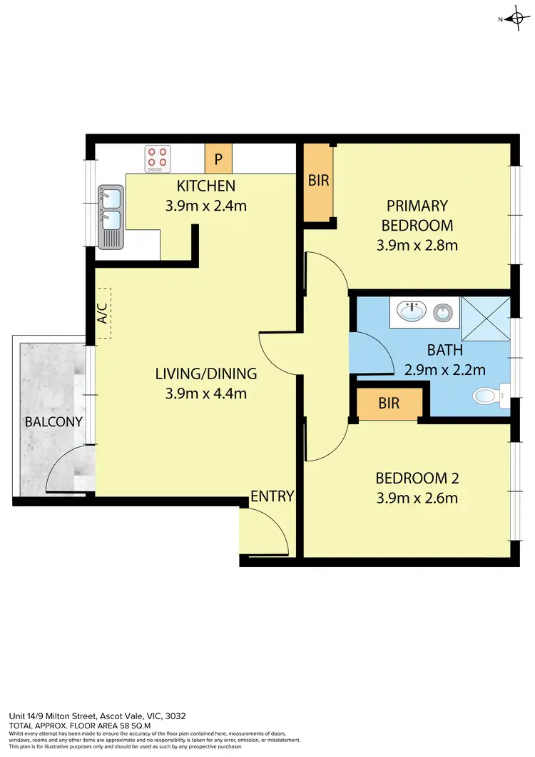 Floorplan of Homely unit listing, 14/9 Milton Street, Ascot Vale VIC 3032