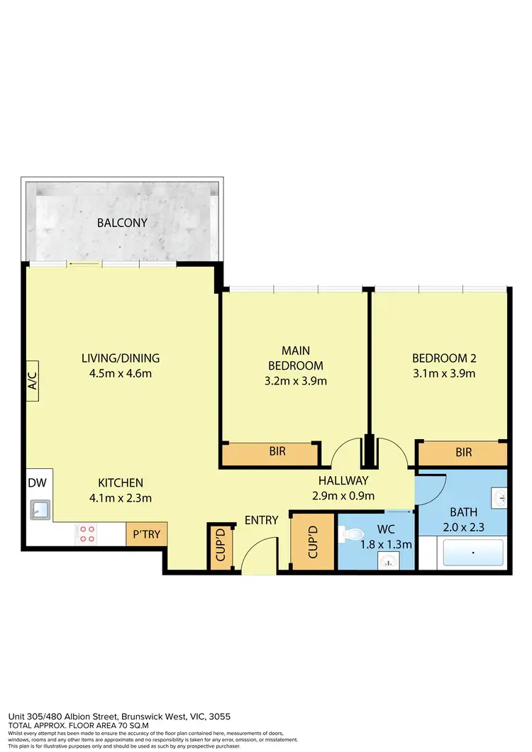 Floorplan of Homely apartment listing, 305/480 Albion Street, Brunswick West VIC 3055