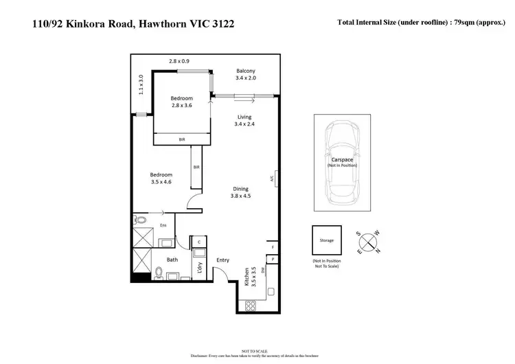 Floorplan of Homely apartment listing, 110/92 Kinkora Road, Hawthorn VIC 3122