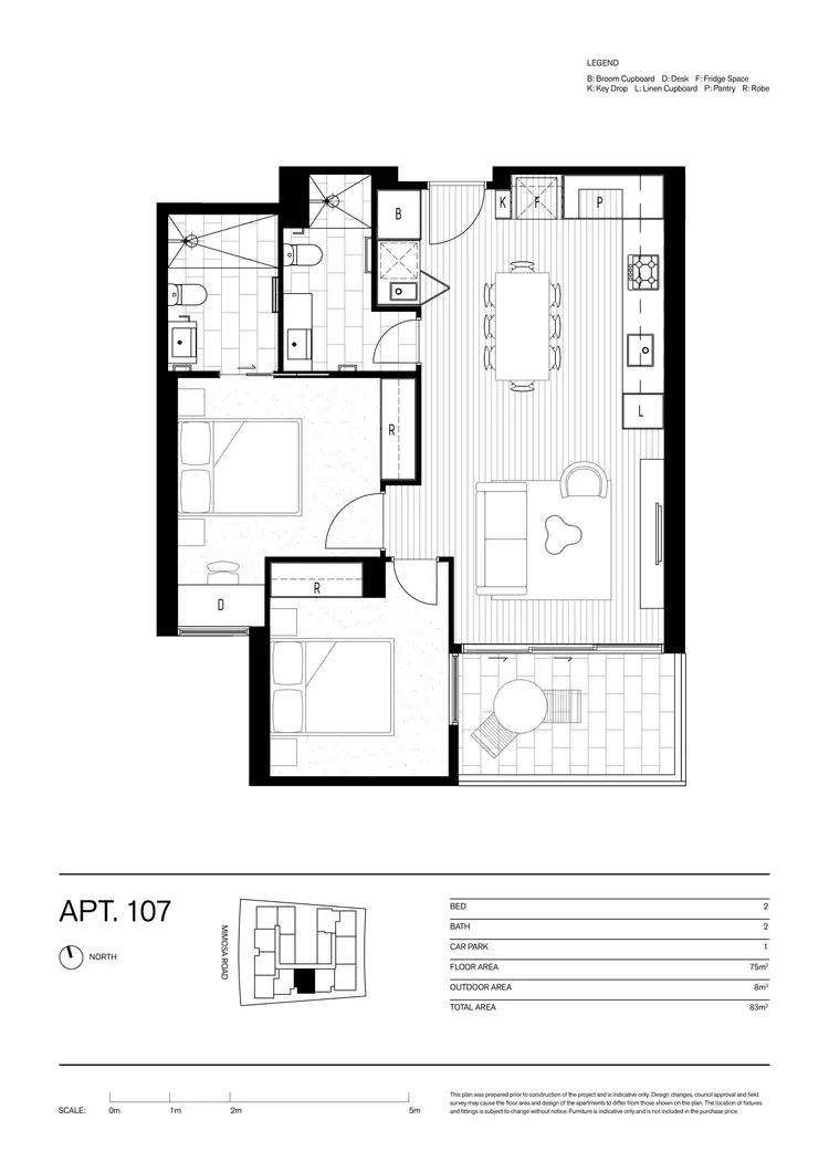 Floorplan of Homely apartment listing, 107/100 Mimosa Road, Carnegie VIC 3163