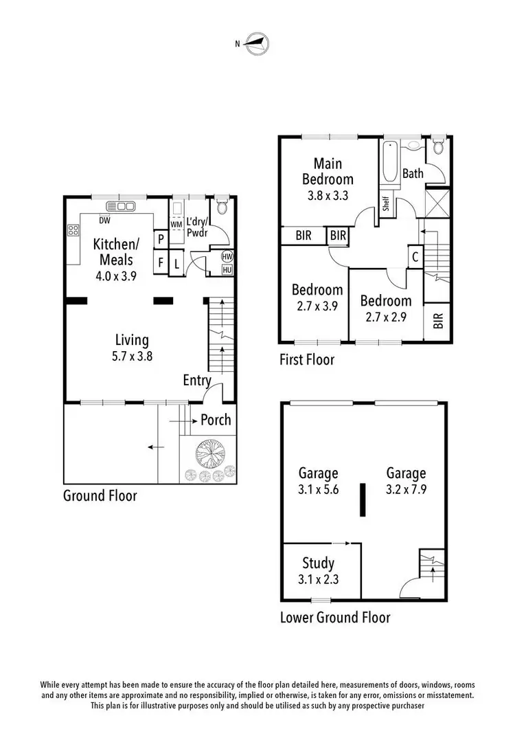 Floorplan of Homely townhouse listing, 3/79 Brown Street, Heidelberg VIC 3084